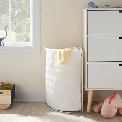 Quilted Collapsible Corner Kids' Hamper White - Pillowfort™ 1 Quilted Collapsible Corner Kids' Hamper White - Pillowfort™