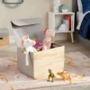 Large Natural Wood Rectangular Kids' Storage With Lid Gray - Pillowfort™