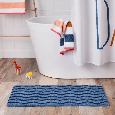 Wave Kids' Bath Rug Navy - Pillowfort™ 1 Wave Kids' Bath Rug Navy - Pillowfort™