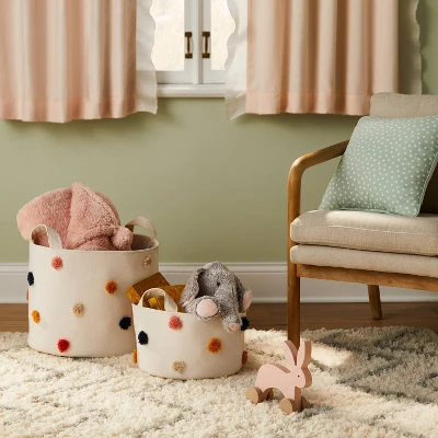 Pom-Pom Kids' Storage Basket Cream - Pillowfort™ 1 Pom-Pom Kids' Storage Basket Cream - Pillowfort™