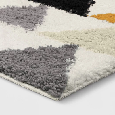 4'x5'6" Triangles Shag Kids' Rug Black/Cream - Pillowfort™ 2 4'x5'6" Triangles Shag Kids' Rug Black/Cream - Pillowfort™ - Image 2