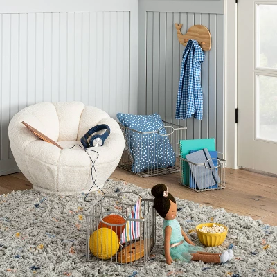 Wire Stackable Kids' Storage Basket Gray - Pillowfort™ 1 Wire Stackable Kids' Storage Basket Gray - Pillowfort™