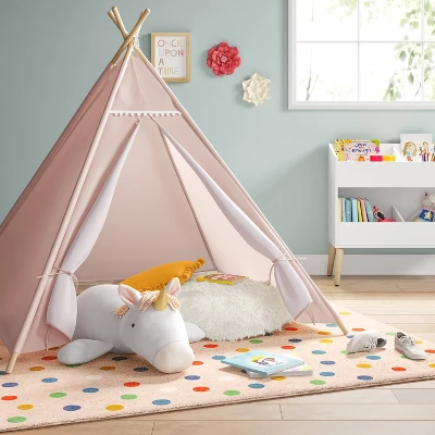 Pom Pom Kids' Tent Pink - Pillowfort™ 1 Pom Pom Kids' Tent Pink - Pillowfort™