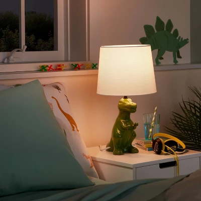Dinosaur Kids' Table Lamp Green - Pillowfort™ 1 Dinosaur Kids' Table Lamp Green - Pillowfort™
