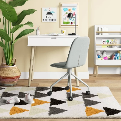 4'x5'6" Triangles Shag Kids' Rug Black/Cream - Pillowfort™ 1 4'x5'6" Triangles Shag Kids' Rug Black/Cream - Pillowfort™